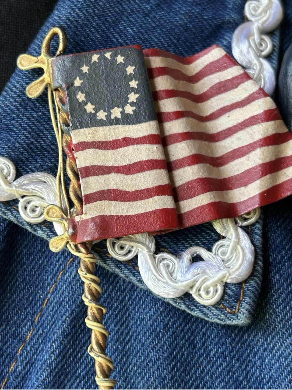 Vintage Womens 4th Of July Denim Vest S/M Stars & Stripes Uncle Sam EC - Picture 4 of 15